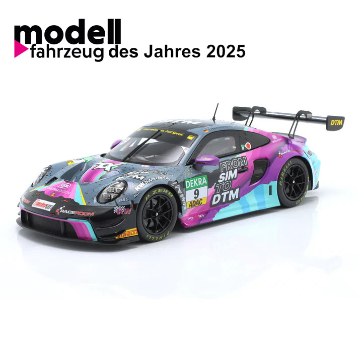 Modellauto Porsche 911 GT3 R (992) From Sim to DTM #9 DTM 2023