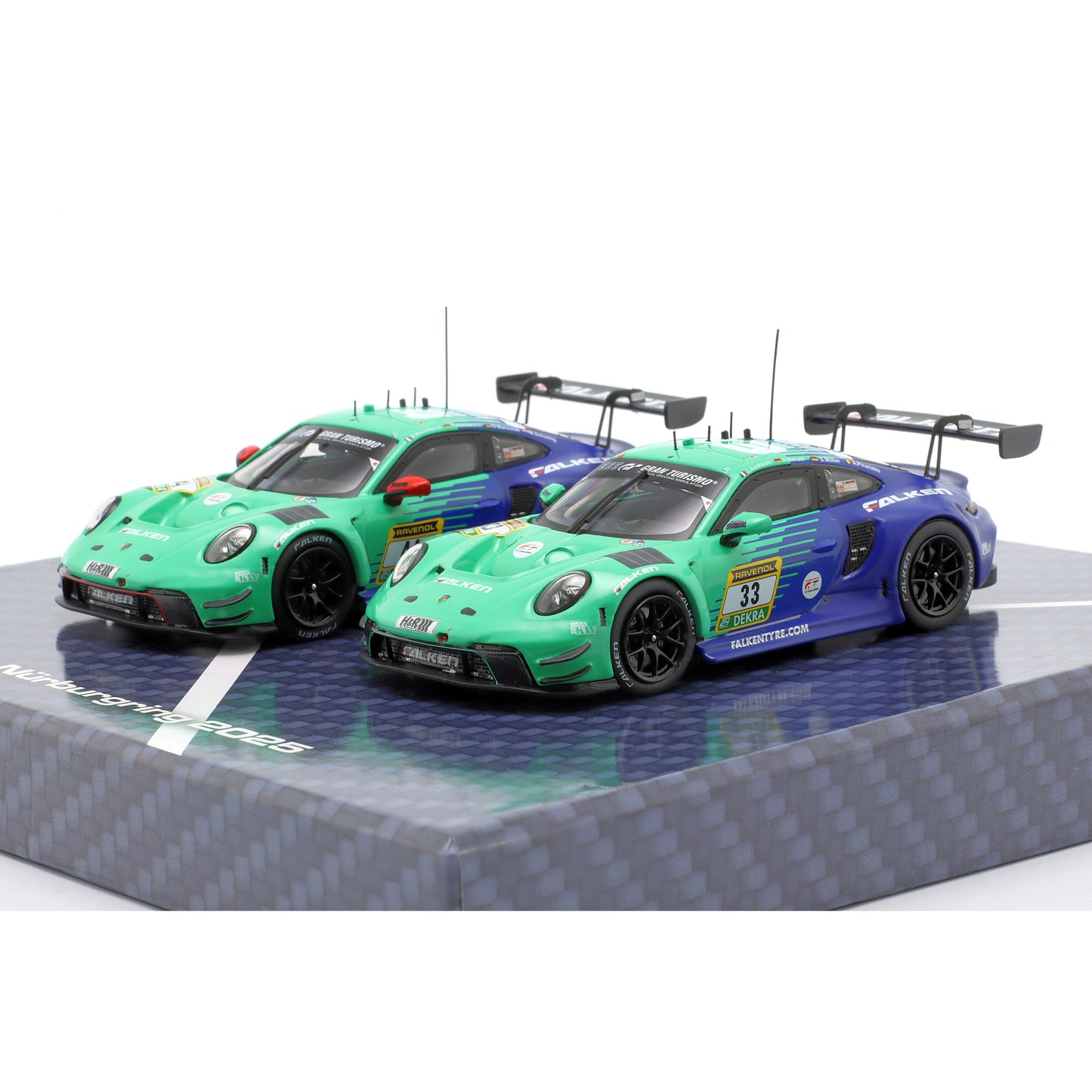 2-Car Set Modellauto Porsche 911 GT3 R (992) Falken #33 & #44 24h Nürburgring 2025 Ixo Maßstab 1:43