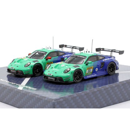 2-Car Set Modellauto Porsche 911 GT3 R (992) Falken #33 & #44 24h Nürburgring 2025 Ixo Maßstab 1:43