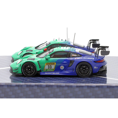 2-Car Set Modellauto Porsche 911 GT3 R (992) Falken #33 & #44 24h Nürburgring 2025 Ixo Maßstab 1:43